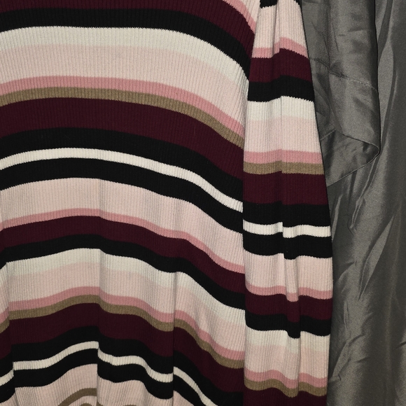 Karen Scott Women's Striped Sweater - Pink, Black, White, Brown - Picture 3 of 8